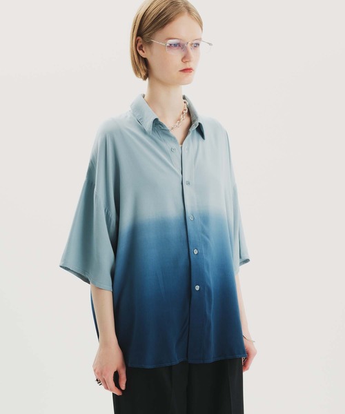 ヴィンテージライクグラデーションハーフスリーブデニムシャツ セール】GRADATION HALF SLEEVE SHIRT/グラデーションハーフ