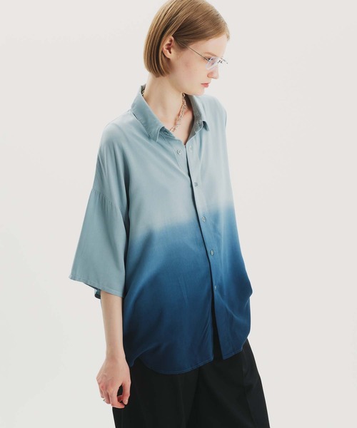 エンフォルドHALF SLEEVE SHIRTハーフ スリーブ シャツ　23ss LAYERED HALF‐SLEEVES SHIRT｜38｜BLK｜SHIRTS AND BLOUSES