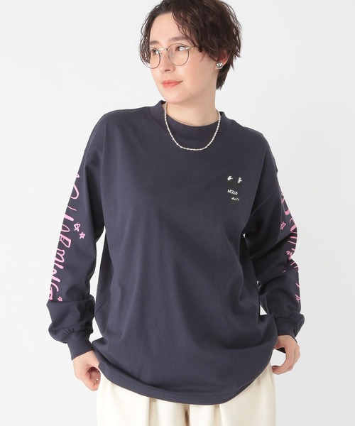 tシャツ 「daily CLIP×HELLOAYACHAN」袖プリントBIGロンT レディース daily CLIP×HELLOAYACHAN】袖プリントBIGロンT（Tシャツ