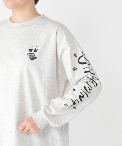 tシャツ 「daily CLIP×HELLOAYACHAN」袖プリントBIGロンT レディース daily CLIP×HELLOAYACHAN】袖プリントBIGロンT（Tシャツ
