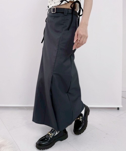Teem Store(チームストア)の「【ベルト付き】プリーツロングスカート(スカート・レディース・グレー/ブラック・M/L)」の4枚目の写真