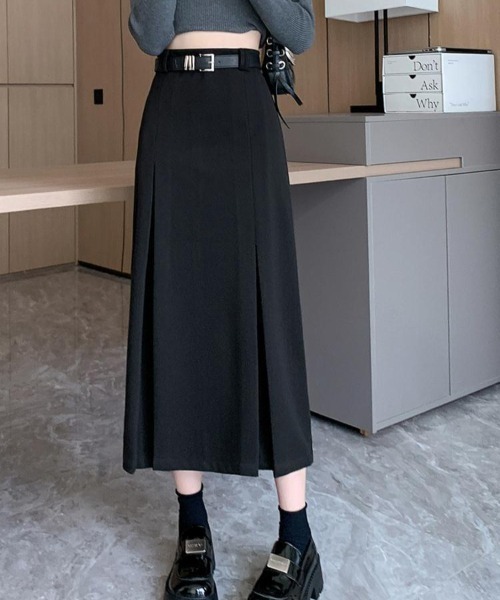 Teem Store(チームストア)の「【ベルト付き】プリーツロングスカート(スカート・レディース・グレー/ブラック・M/L)」の7枚目の写真