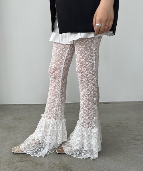 Jewelobe(ジュエローブ)の「フリルヘムレースパンツ(その他パンツ・レディース・ホワイト/ブラック・FREE)」の2枚目の写真