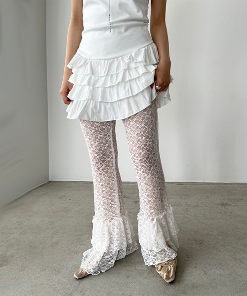 Jewelobe(ジュエローブ)の「フリルヘムレースパンツ(その他パンツ・レディース・ホワイト/ブラック・FREE)」の4枚目の写真
