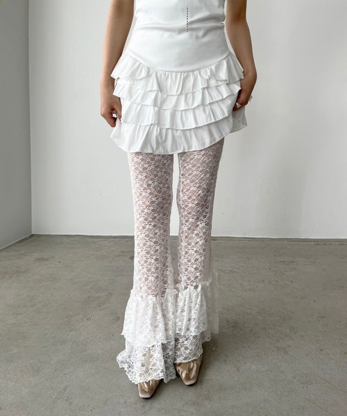 Jewelobe(ジュエローブ)の「フリルヘムレースパンツ(その他パンツ・レディース・ホワイト/ブラック・FREE)」の5枚目の写真