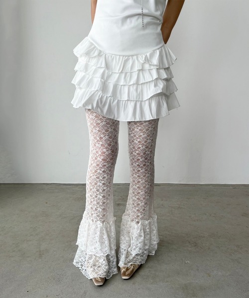 Jewelobe(ジュエローブ)の「フリルヘムレースパンツ(その他パンツ・レディース・ホワイト/ブラック・FREE)」の6枚目の写真