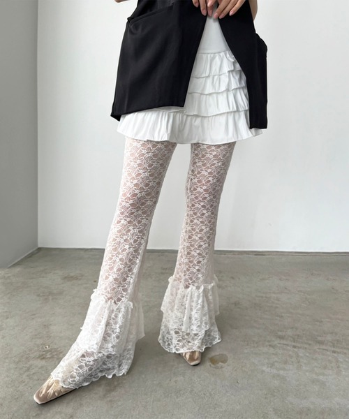 Jewelobe(ジュエローブ)の「フリルヘムレースパンツ(その他パンツ・レディース・ホワイト/ブラック・FREE)」の7枚目の写真