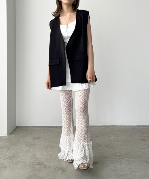 Jewelobe(ジュエローブ)の「フリルヘムレースパンツ(その他パンツ・レディース・ホワイト/ブラック・FREE)」の8枚目の写真