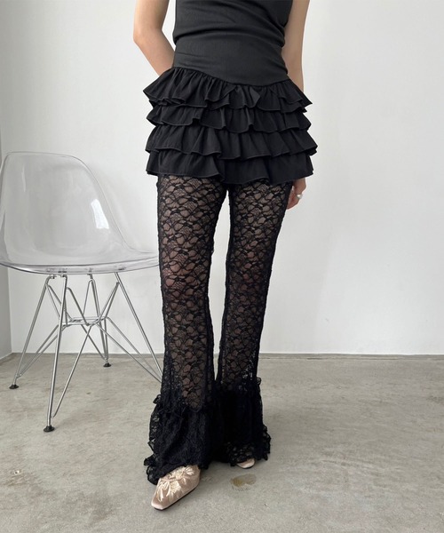 Jewelobe(ジュエローブ)の「フリルヘムレースパンツ(その他パンツ・レディース・ホワイト/ブラック・FREE)」の15枚目の写真