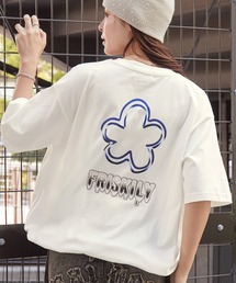 メタリックデザインロゴプリント ドロスト半袖Tシャツ