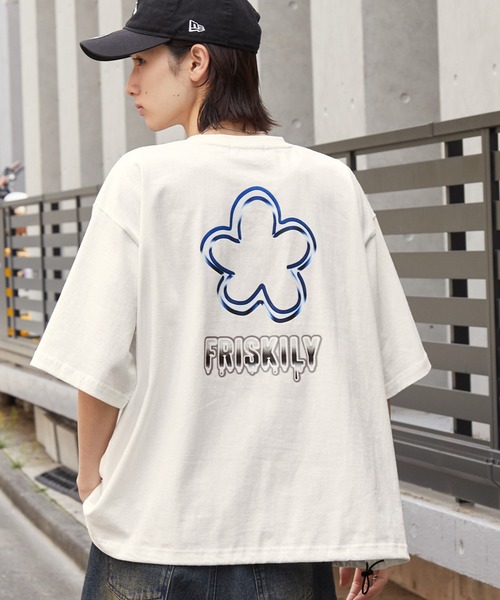 メタリックロゴ ルーズ Tシャツ 半袖 ストリート 夏 5色 hra307 MONO-MART tシャツ メタリックデザインロゴプリント ドロスト
