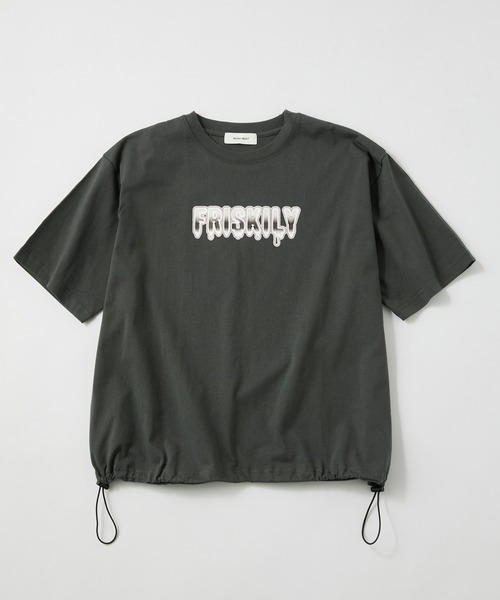メタリックデザインロゴプリント ドロスト半袖Tシャツ MONO