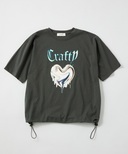 メタリックデザインロゴプリント ドロスト半袖Tシャツ MONO