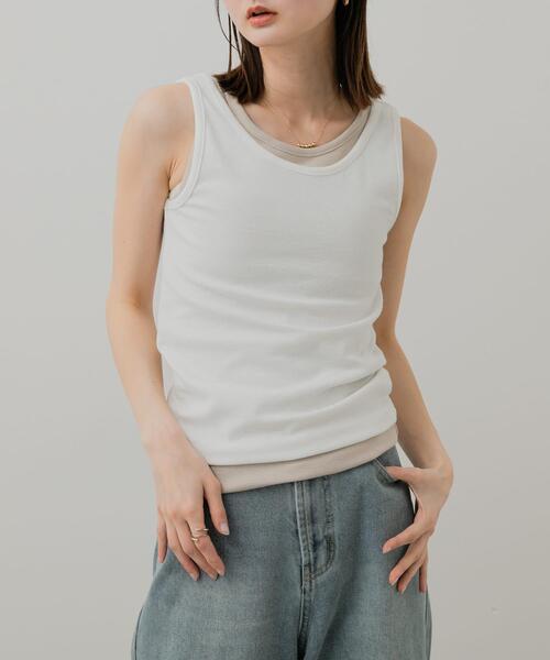SENSE OF PLACE by URBAN RESEARCH(センスオブプレイスバイアーバンリサーチ)の「2WAYタンクトップ(タンクトップ・レディース・ライトベージュ/オフホワイト/ブラック・ONE)」の2枚目の写真