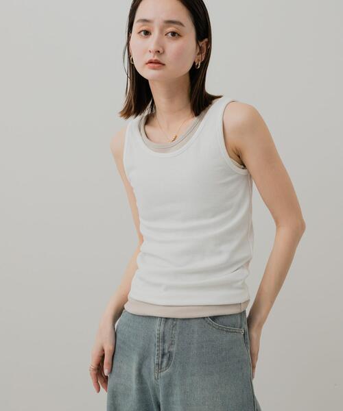SENSE OF PLACE by URBAN RESEARCH(センスオブプレイスバイアーバンリサーチ)の「2WAYタンクトップ(タンクトップ・レディース・ライトベージュ/オフホワイト/ブラック・ONE)」の4枚目の写真
