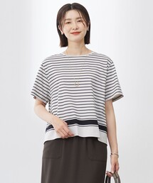 【洗える】パネルボーダー Tシャツ