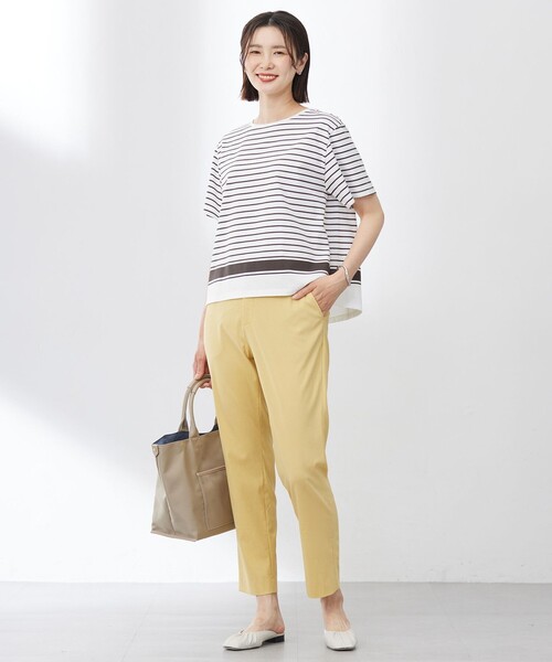 J.PRESS(ジェイプレス)の「【洗える】パネルボーダー Tシャツ(Tシャツ/カットソー・レディース・ネイビー系1/ダークブラウン系1/ブラック系2・MEDIUM/LARGE)」の6枚目の写真