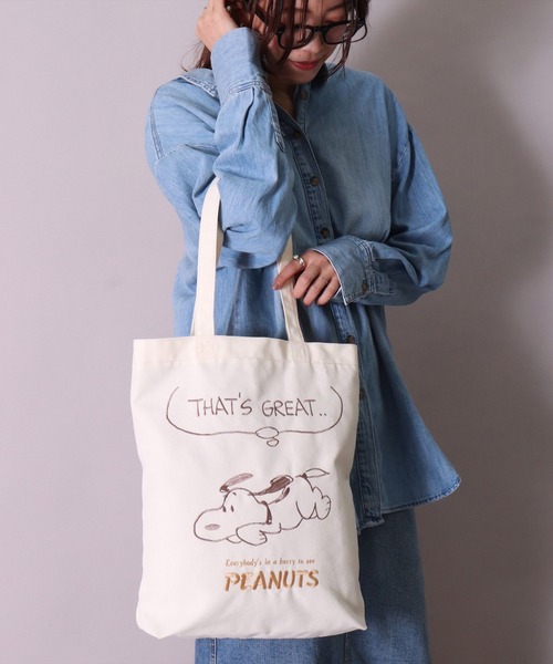 PEANUTS（ピーナッツ）の「(ACT)【PEANUTS】刺繍 トートバッグ（トートバッグ・レディース・アイボリー系1/アイボリー系2/アイボリー系3・ONE SIZE）」の7枚目の写真