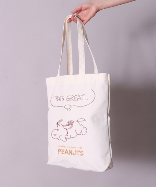 PEANUTS（ピーナッツ）の「(ACT)【PEANUTS】刺繍 トートバッグ（トートバッグ・レディース・アイボリー系1/アイボリー系2/アイボリー系3・ONE SIZE）」の13枚目の写真