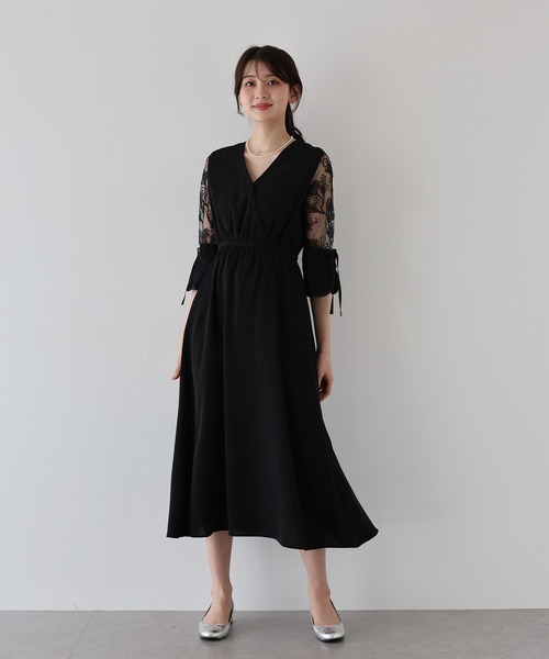 セール】フラワー刺繍カシュクールドレス（ドレス）｜BLUEEAST