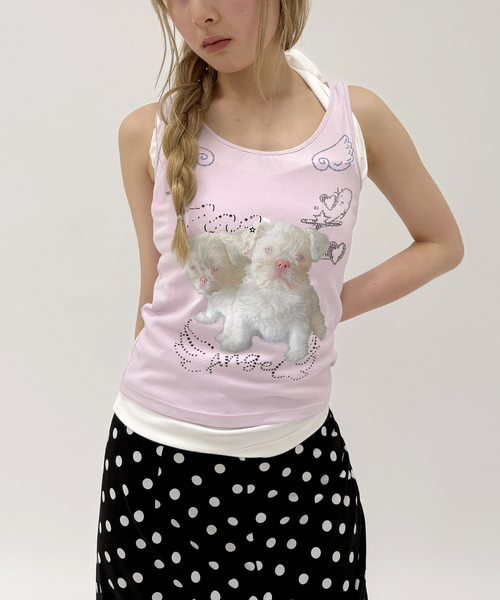 Oriens JOURNAL STANDARD（オリエンス ジャーナルスタンダード）の「【Mika.I×Oriens】プリントタンクトップ（タンクトップ・レディース・ホワイト/ブルー系その他/ピンク・FREE）」の17枚目の写真