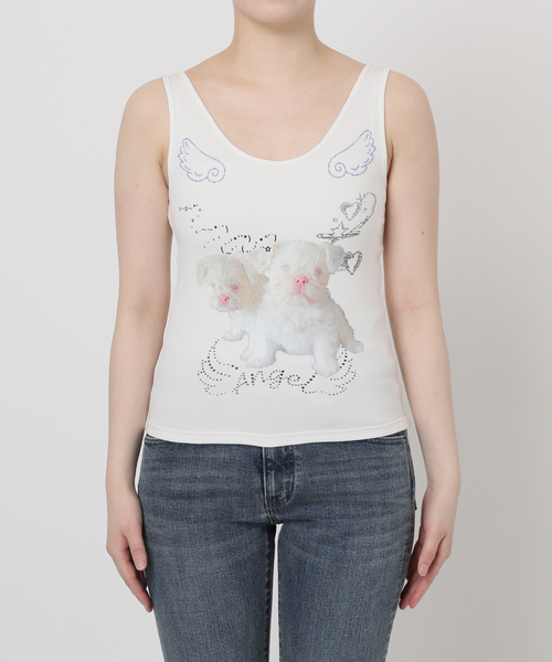 Oriens JOURNAL STANDARD（オリエンス ジャーナルスタンダード）の「【Mika.I×Oriens】プリントタンクトップ（タンクトップ・レディース・ホワイト/ブルー系その他/ピンク・FREE）」の9枚目の写真