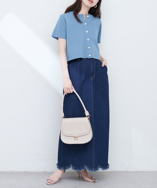 natural couture（ナチュラルクチュール）の「ミラノリブデザイン釦半袖カーディガン（カーディガン/ボレロ・レディース・ネイビー/ピンク系その他/レッド/オフホワイト/ブルー・FREE）」の18枚目の写真