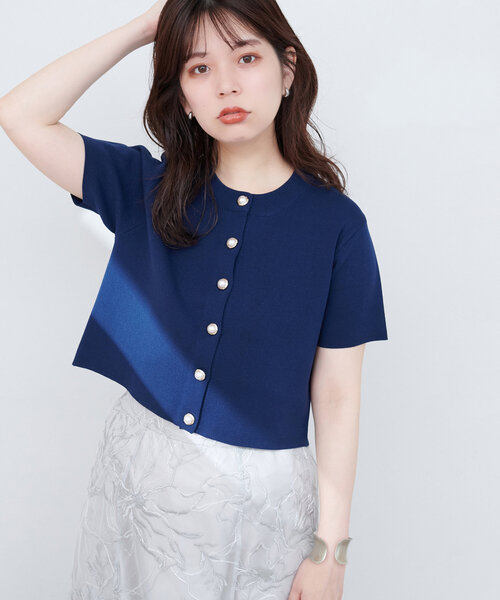 natural couture（ナチュラルクチュール）の「ミラノリブデザイン釦半袖カーディガン（カーディガン/ボレロ・レディース・ネイビー/ピンク系その他/レッド/オフホワイト/ブルー・FREE）」の15枚目の写真