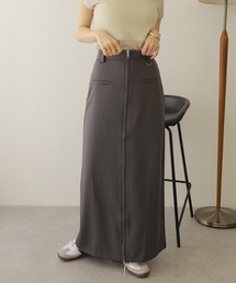 front zip slit long skirt /フロント ジップ スリット ロング スカート