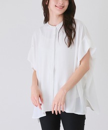 前ボタンブラウス