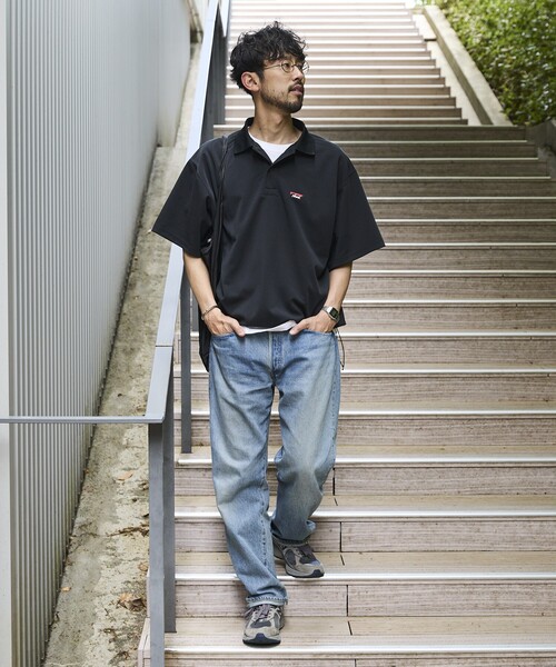 NANGA（ナンガ）の「NANGA/ナンガ 別注 neo-PRO スピンドル ワンポイントロゴポロシャツ/日本製/遮熱/UVカット/吸水速乾/リラックスフィット（Tシャツ/カットソー・メンズ・チャコールグレー/ブラック/ホワイト・MEDIUM/LARGE/X-LARGE）」の6枚目の写真