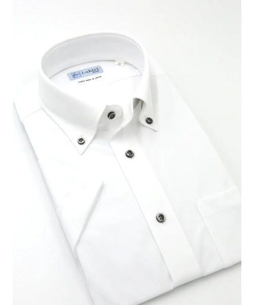 HARUYAMA(ハルヤマ)の「WEB限定【完全ノーアイロン】半袖 アイシャツ ボタンダウン ストレッチ 織柄 i-shirt(ビジネスシャツ・メンズ・ホワイト/サックスブルー・S/M/L/LL/3L)」の3枚目の写真