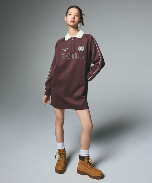 X-girl(エックスガール)の「HALF ZIP JERSEY DRESS(ワンピース・レディース・ブラック/ブラウン・S/M)」の8枚目の写真
