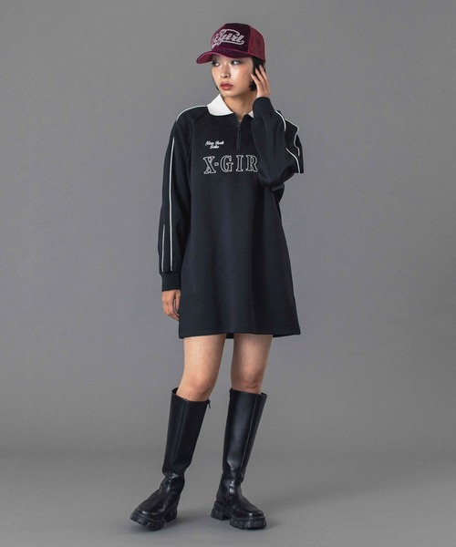 X-girl(エックスガール)の「HALF ZIP JERSEY DRESS(ワンピース・レディース・ブラック/ブラウン・S/M)」の12枚目の写真