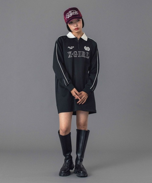 X-girl(エックスガール)の「HALF ZIP JERSEY DRESS(ワンピース・レディース・ブラック/ブラウン・S/M)」の11枚目の写真