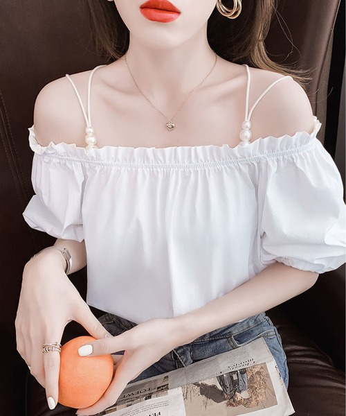 BLANC FICELLE（ブランフィセル）の「キャミソール　半袖シャツ（シャツ/ブラウス・レディース・ホワイト/オレンジ/ブラック/ブルー・L/XL/M）」の18枚目の写真