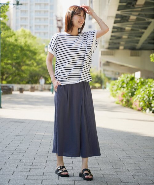 ikka（イッカ）の「【プチプラ1990円（税抜）】冷感ドルマンタックプルオーバー【親子コーデ】（Tシャツ/カットソー・レディース・ベージュ/グリーン/ブラック/オフホワイト/オレンジ・M/L/S）」の13枚目の写真