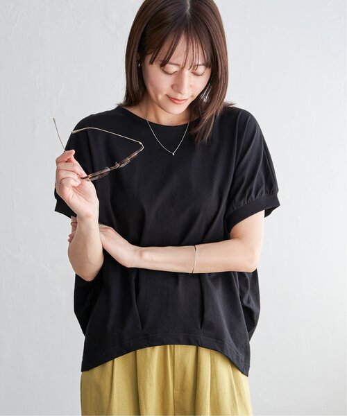 ikka（イッカ）の「【プチプラ1990円（税抜）】冷感ドルマンタックプルオーバー【親子コーデ】（Tシャツ/カットソー・レディース・ベージュ/グリーン/ブラック/オフホワイト/オレンジ・M/L/S）」の15枚目の写真