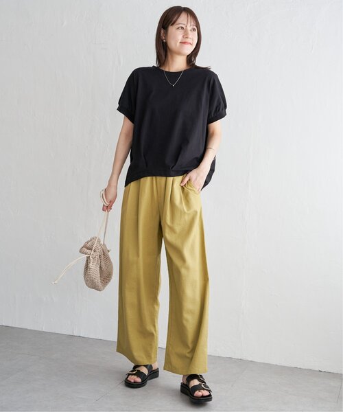 ikka（イッカ）の「【プチプラ1990円（税抜）】冷感ドルマンタックプルオーバー【親子コーデ】（Tシャツ/カットソー・レディース・ベージュ/グリーン/ブラック/オフホワイト/オレンジ・M/L/S）」の17枚目の写真