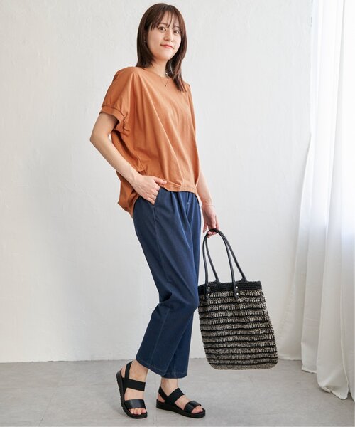 ikka（イッカ）の「【プチプラ1990円（税抜）】冷感ドルマンタックプルオーバー【親子コーデ】（Tシャツ/カットソー・レディース・ベージュ/グリーン/ブラック/オフホワイト/オレンジ・M/L/S）」の19枚目の写真