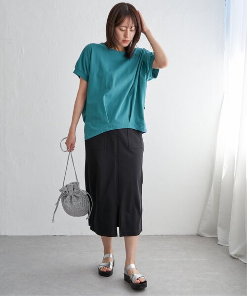 ikka（イッカ）の「【プチプラ1990円（税抜）】冷感ドルマンタックプルオーバー【親子コーデ】（Tシャツ/カットソー・レディース・ベージュ/グリーン/ブラック/オフホワイト/オレンジ・M/L/S）」の22枚目の写真