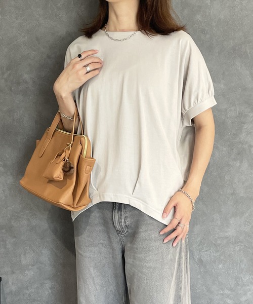 ikka（イッカ）の「【プチプラ1990円（税抜）】冷感ドルマンタックプルオーバー【親子コーデ】（Tシャツ/カットソー・レディース・ベージュ/グリーン/ブラック/オフホワイト/オレンジ・M/L/S）」の3枚目の写真