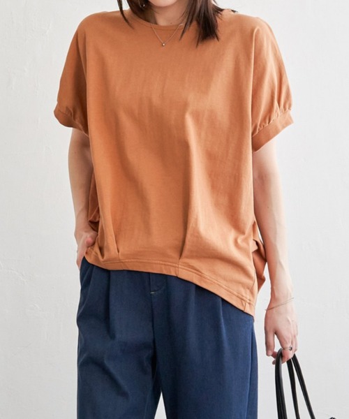ikka（イッカ）の「【プチプラ1990円（税抜）】冷感ドルマンタックプルオーバー【親子コーデ】（Tシャツ/カットソー・レディース・ベージュ/グリーン/ブラック/オフホワイト/オレンジ・M/L/S）」の5枚目の写真