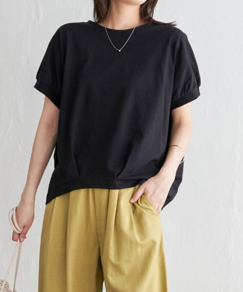 ikka（イッカ）の「【プチプラ1990円（税抜）】冷感ドルマンタックプルオーバー【親子コーデ】（Tシャツ/カットソー・レディース・ベージュ/グリーン/ブラック/オフホワイト/オレンジ・M/L/S）」の2枚目の写真