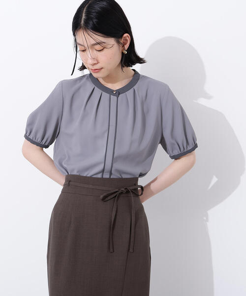 N.（N. Natural Beauty Basic）（エヌエヌナチュラルビューティーベーシック）の「バイカラートリミングブラウス（シャツ/ブラウス・レディース・ピンクベージュ/オフホワイト/チャコールグレー・MEDIUM）」の19枚目の写真
