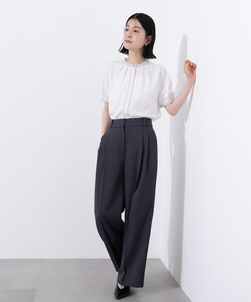 N.（N. Natural Beauty Basic）（エヌエヌナチュラルビューティーベーシック）の「バイカラートリミングブラウス（シャツ/ブラウス・レディース・ピンクベージュ/オフホワイト/チャコールグレー・MEDIUM）」の5枚目の写真