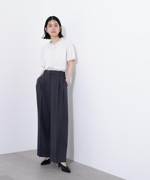 N.（N. Natural Beauty Basic）（エヌエヌナチュラルビューティーベーシック）の「バイカラートリミングブラウス（シャツ/ブラウス・レディース・ピンクベージュ/オフホワイト/チャコールグレー・MEDIUM）」の6枚目の写真