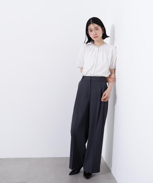 N.（N. Natural Beauty Basic）（エヌエヌナチュラルビューティーベーシック）の「バイカラートリミングブラウス（シャツ/ブラウス・レディース・ピンクベージュ/オフホワイト/チャコールグレー・MEDIUM）」の9枚目の写真