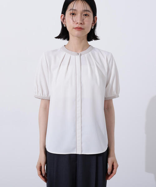 N.（N. Natural Beauty Basic）（エヌエヌナチュラルビューティーベーシック）の「バイカラートリミングブラウス（シャツ/ブラウス・レディース・ピンクベージュ/オフホワイト/チャコールグレー・MEDIUM）」の11枚目の写真