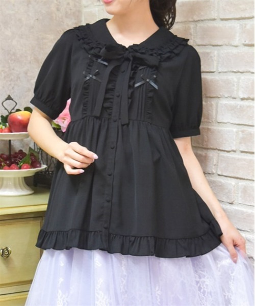axes femme POETIQUE(アクシーズファムポエティック)の「トッピングリボンロングBL(シャツ/ブラウス・レディース・ブルー/ブラック/ピンク・MEDIUM)」の2枚目の写真